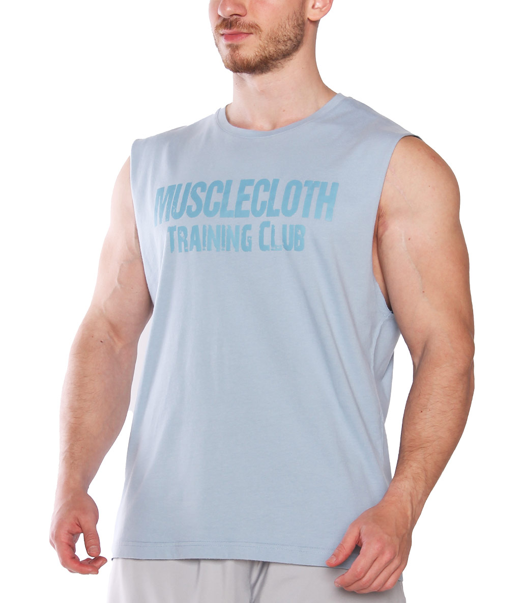 MuscleCloth Training Club Drop Arm Kolsuz T-Shirt Açık Mavi