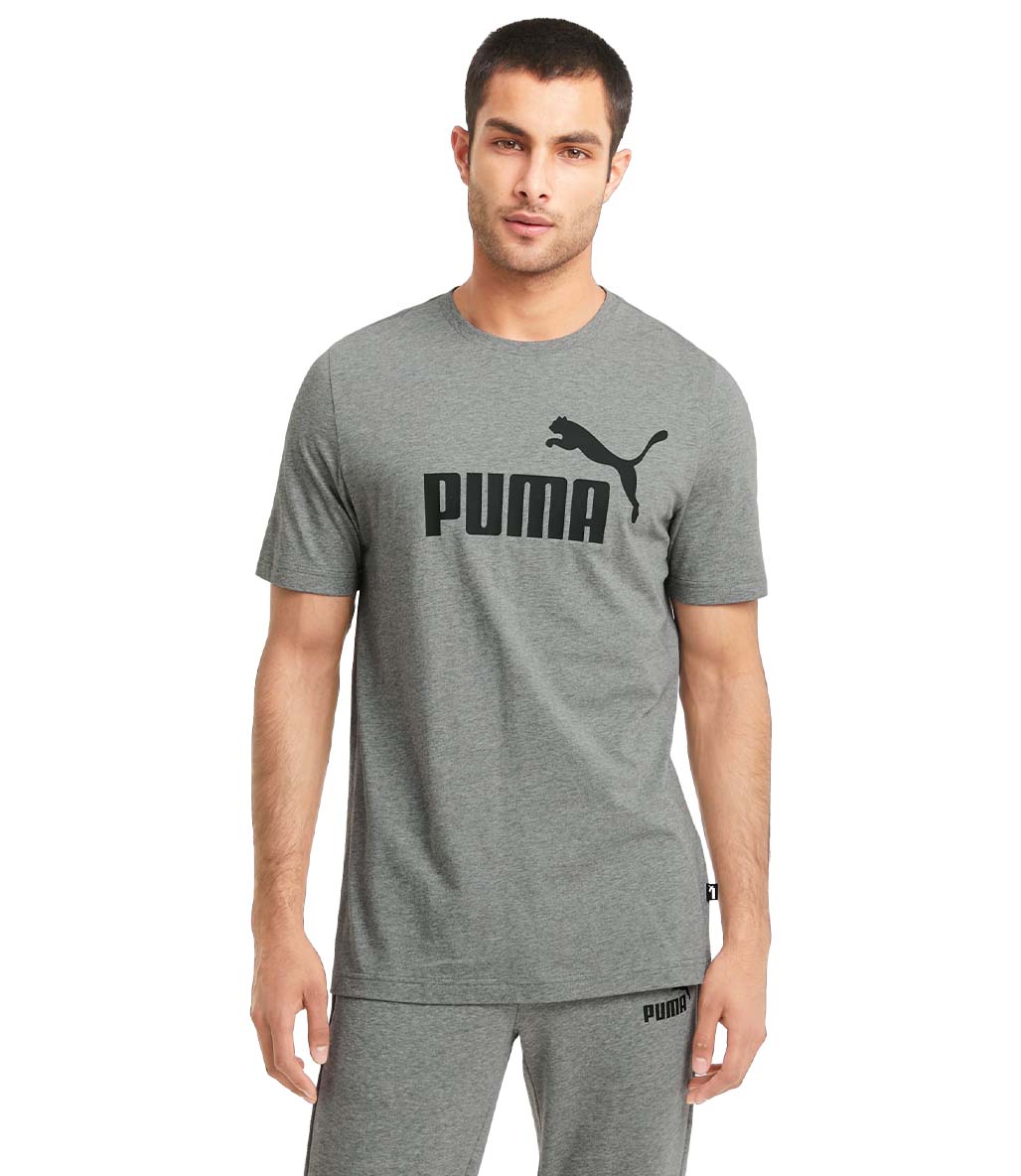 Puma Essentials Logo Kısa Kollu T-Shirt Gri
