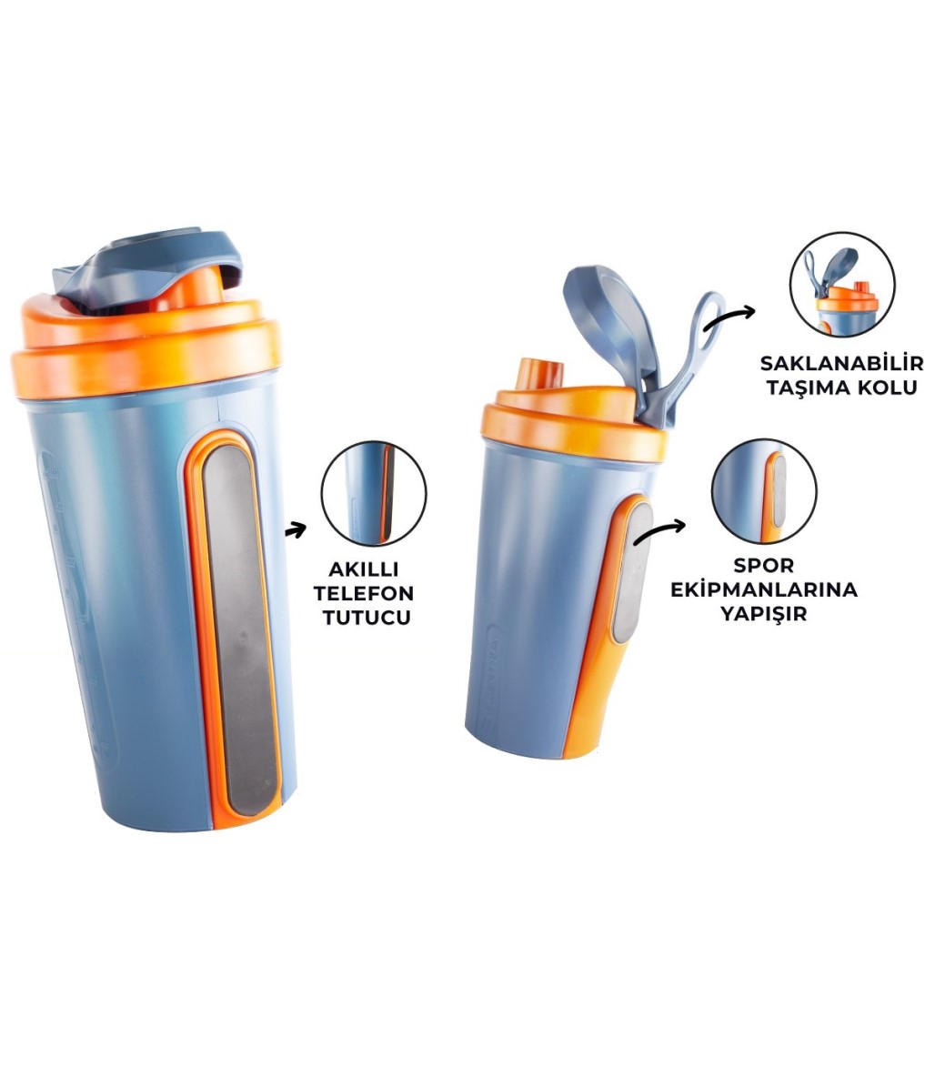 Blentra Mıknatıslı ve Telefon Tutuculu Shaker 750 ml Mavi Sarı