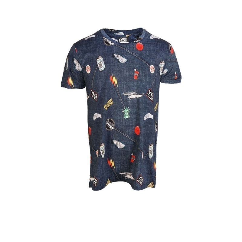 John Frank Baskılı Dijital T-Shirt Ripped 