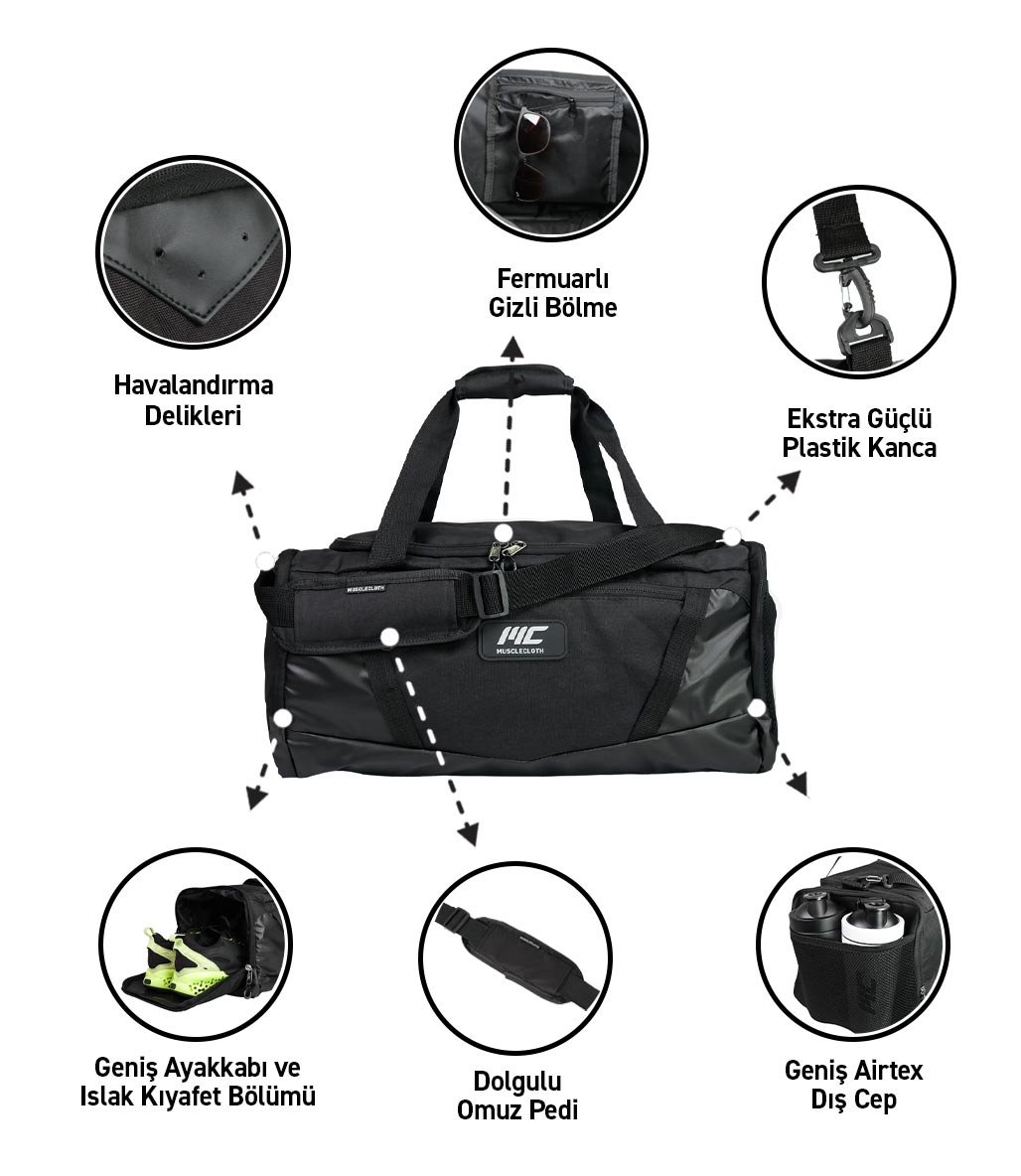 MuscleCloth Active Training Spor Çanta Siyah