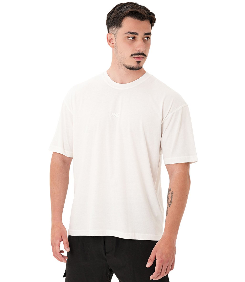 MuscleCloth Basic Oversize T-Shirt Kırık Beyaz