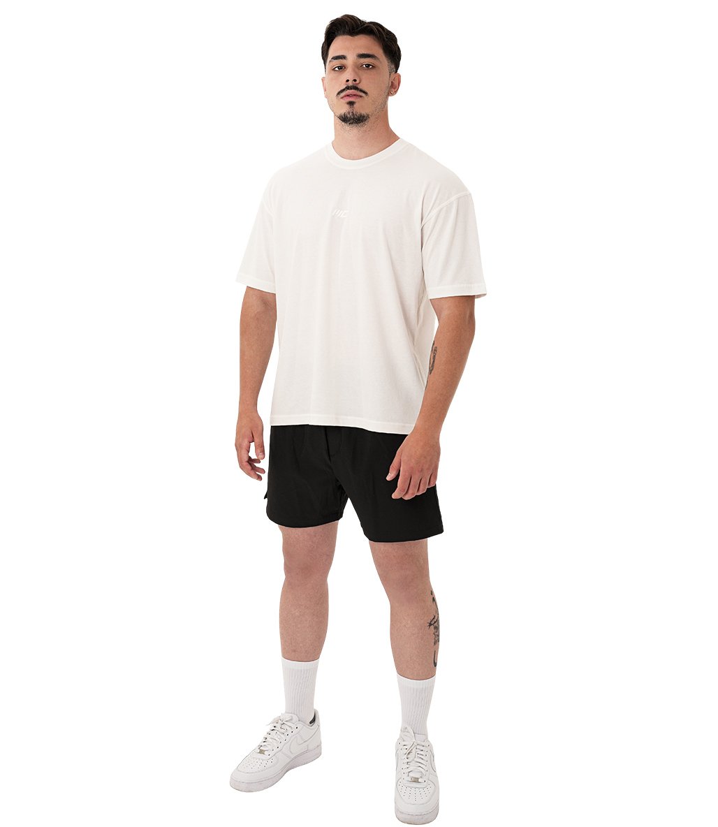 MuscleCloth Basic Oversize T-Shirt Kırık Beyaz