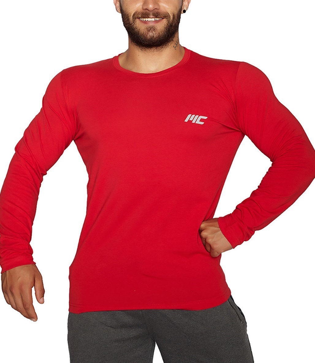 MuscleCloth Basic Uzun Kollu T-Shirt Kırmızı