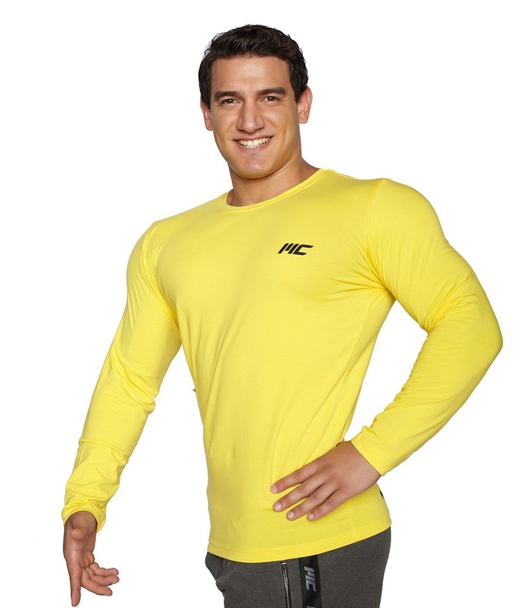 MuscleCloth Basic Uzun Kollu T-Shirt Sarı