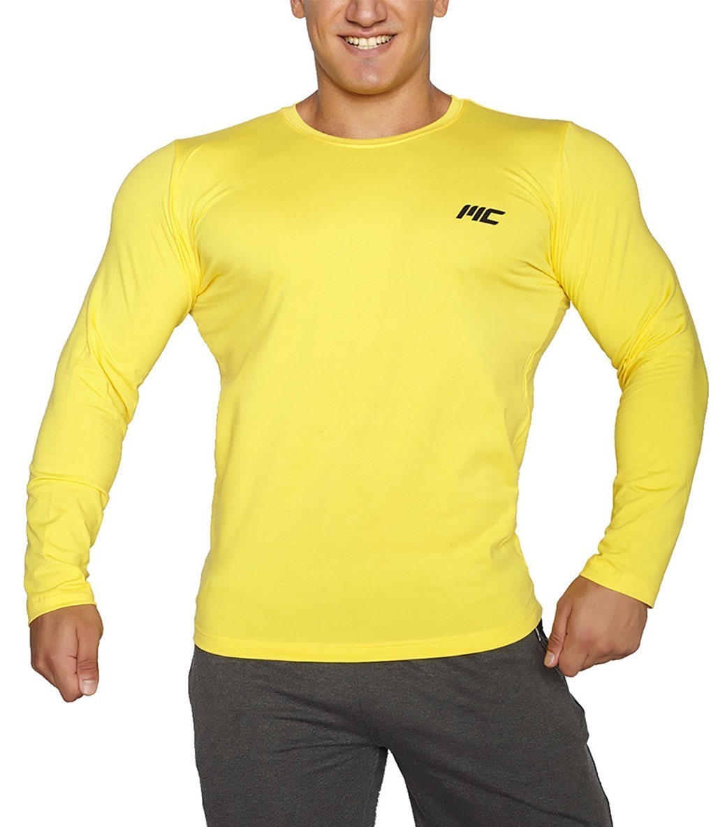 MuscleCloth Basic Uzun Kollu T-Shirt Sarı