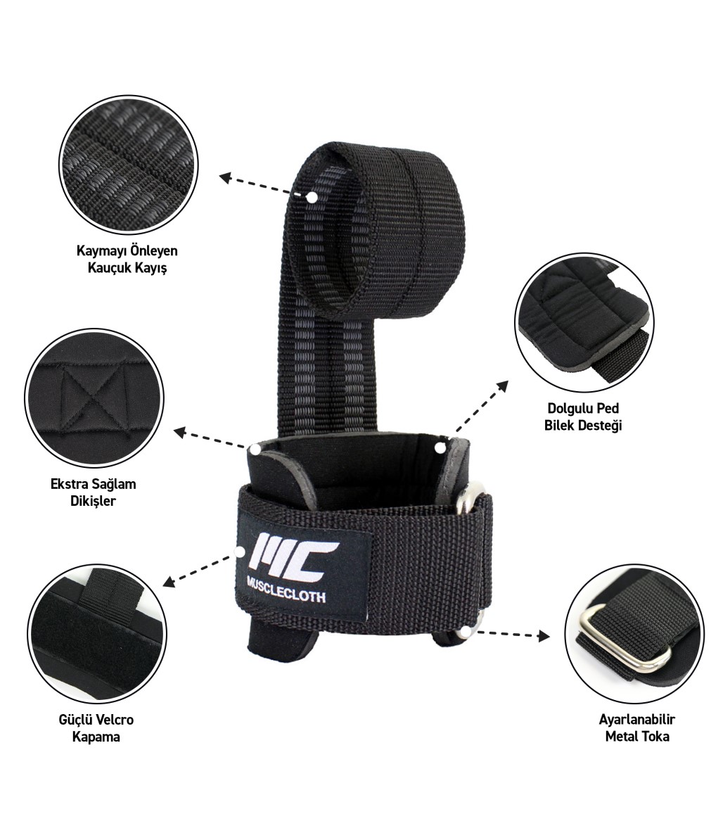 MuscleCloth Big Grip Pro Lifting Straps Siyah