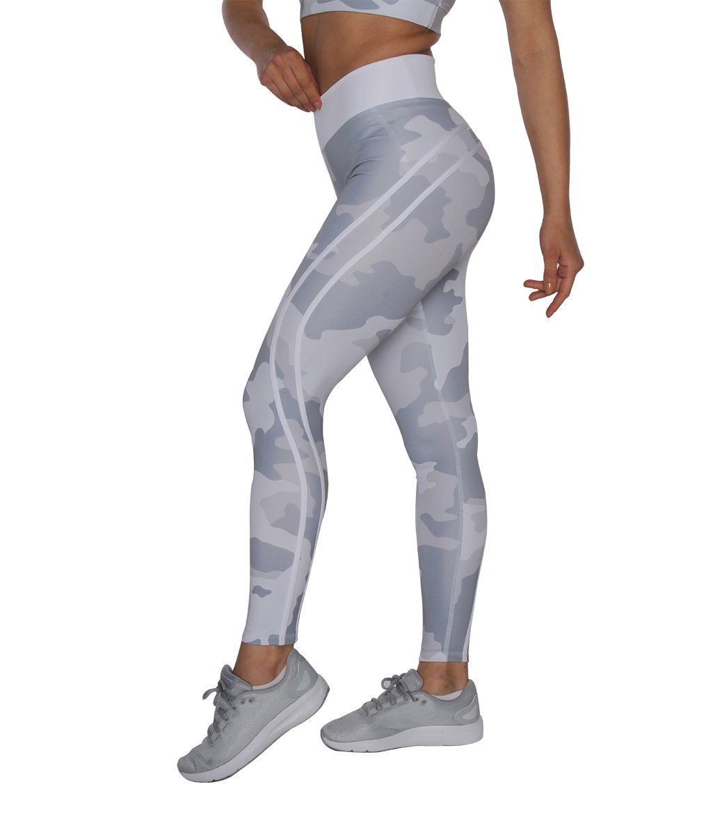 MuscleCloth Dora Kamuflaj Spor Tayt Beyaz