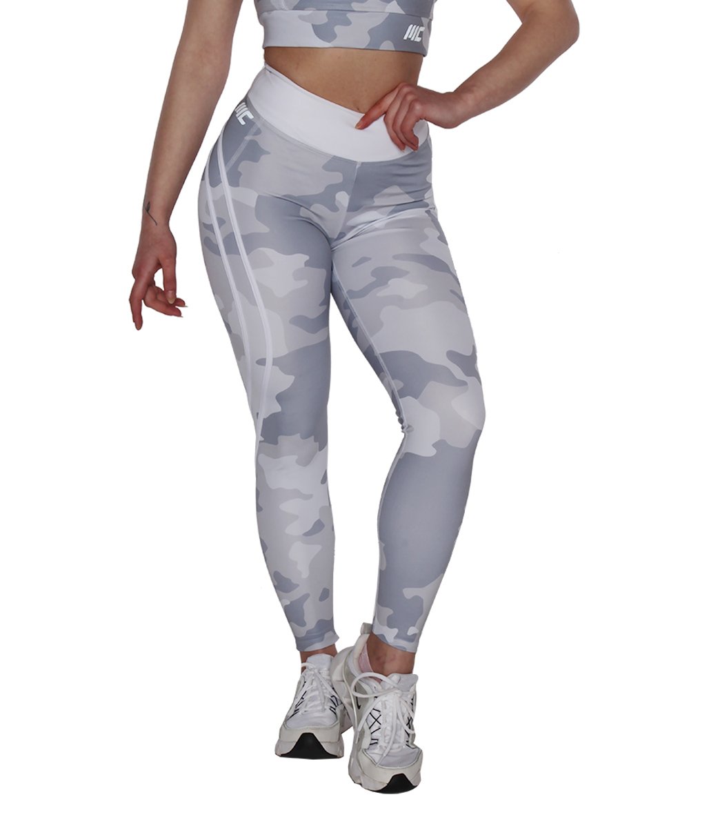 MuscleCloth Dora Kamuflaj Spor Tayt Beyaz
