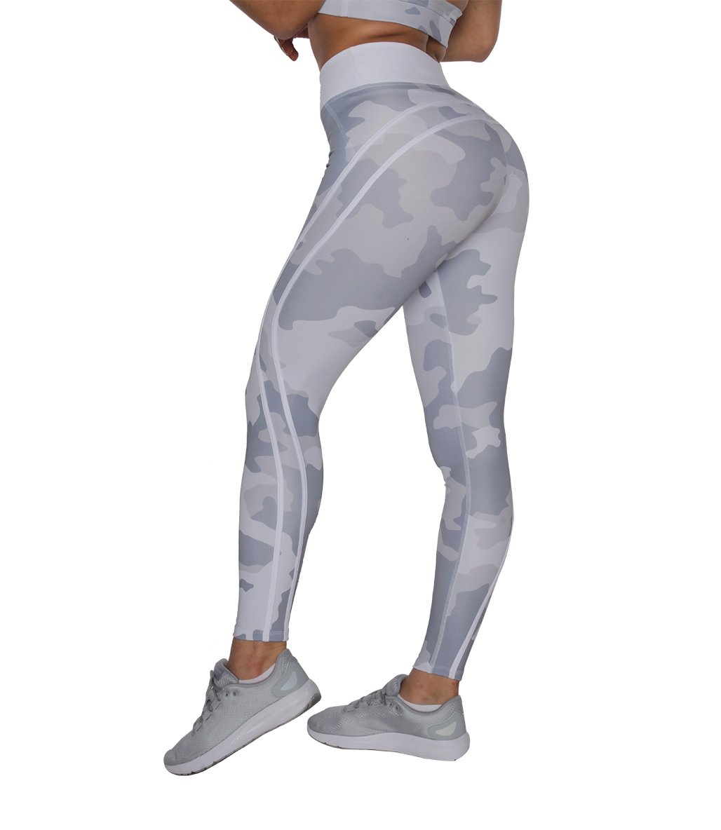MuscleCloth Dora Kamuflaj Spor Tayt Beyaz