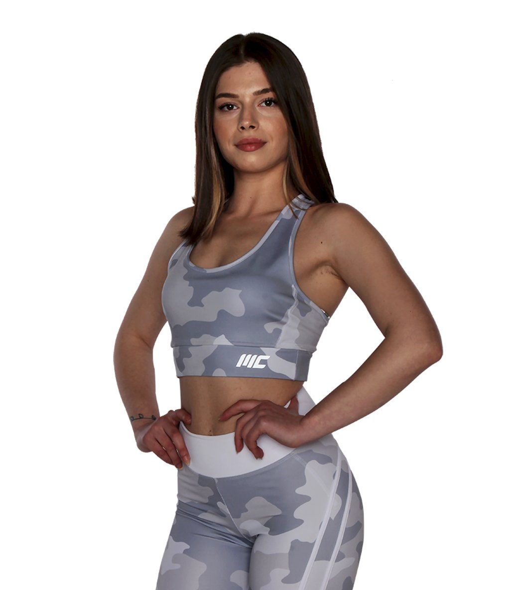 MuscleCloth Dora Kamuflaj Spor Tayt Beyaz