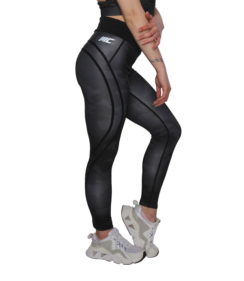 MuscleCloth Dora Kamuflaj Spor Tayt Siyah