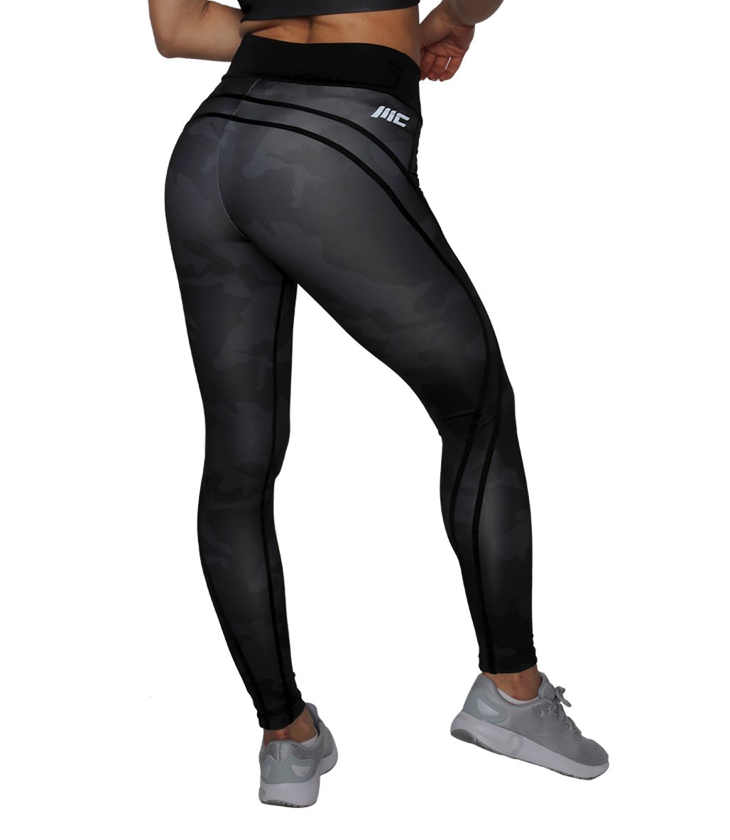 MuscleCloth Dora Kamuflaj Spor Tayt Siyah