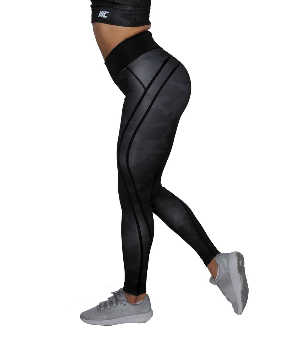 MuscleCloth Dora Kamuflaj Spor Tayt Siyah