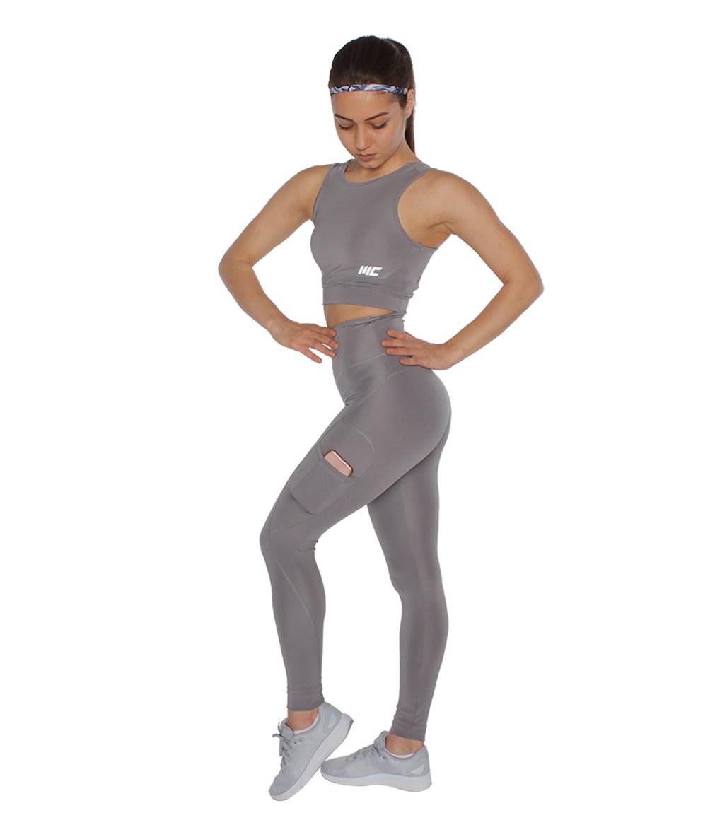 MuscleCloth Elise Cepli Spor Tayt Gri