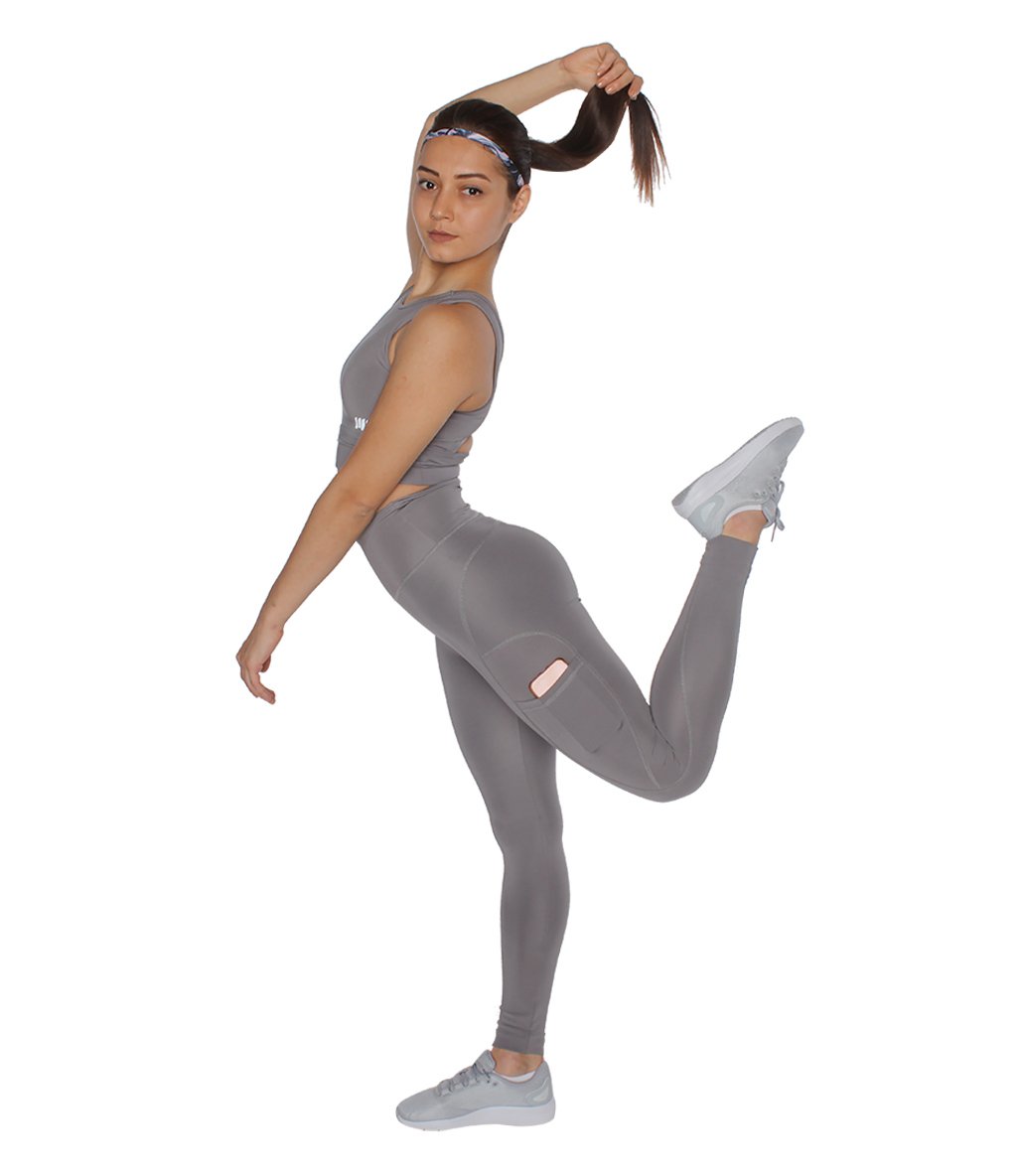 MuscleCloth Elise Cepli Spor Tayt Gri