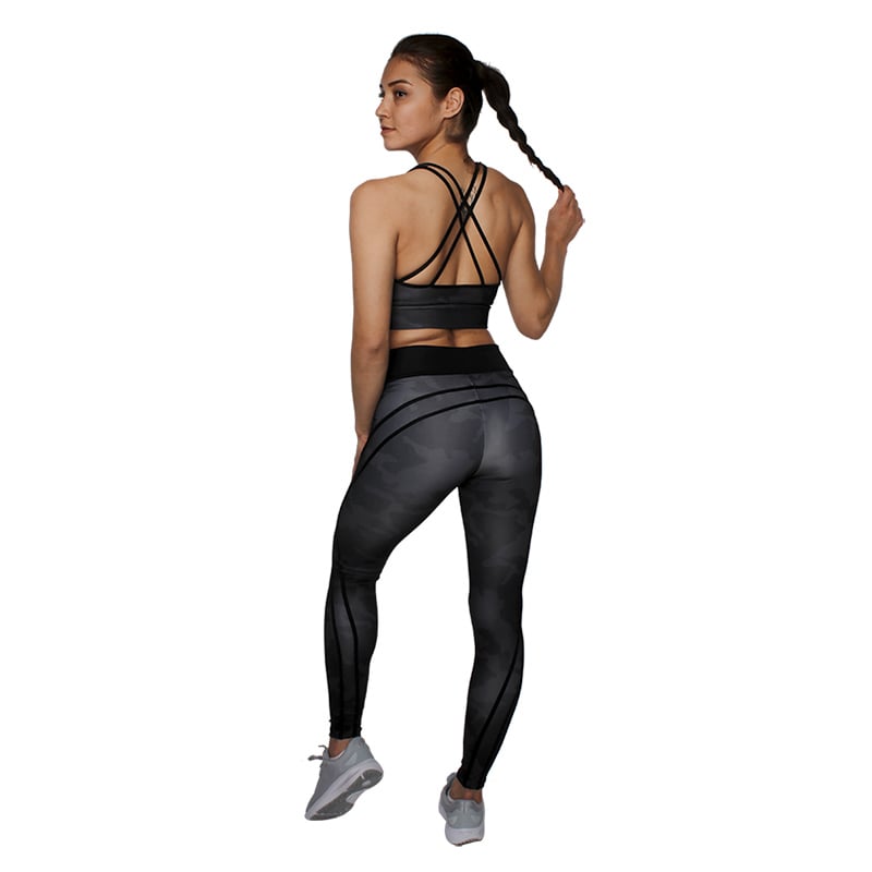 MuscleCloth Elise Sporcu Sütyeni Siyah Kamuflaj
