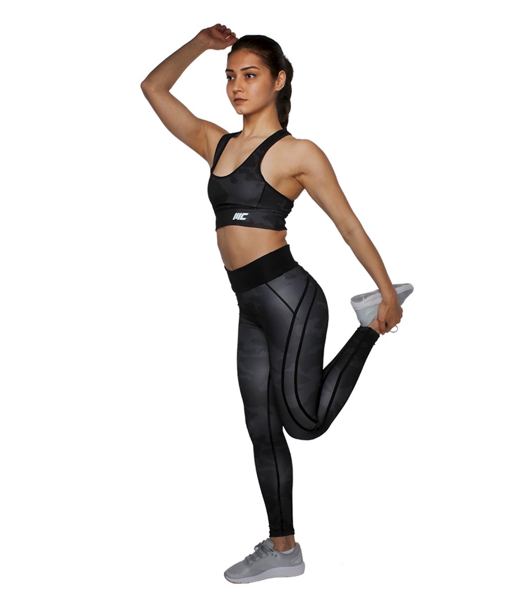 MuscleCloth Elise Sporcu Sütyeni Siyah Kamuflaj