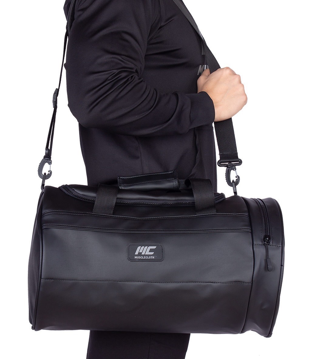 MuscleCloth Elite Duffel Bag Silindir Spor Çanta Siyah
