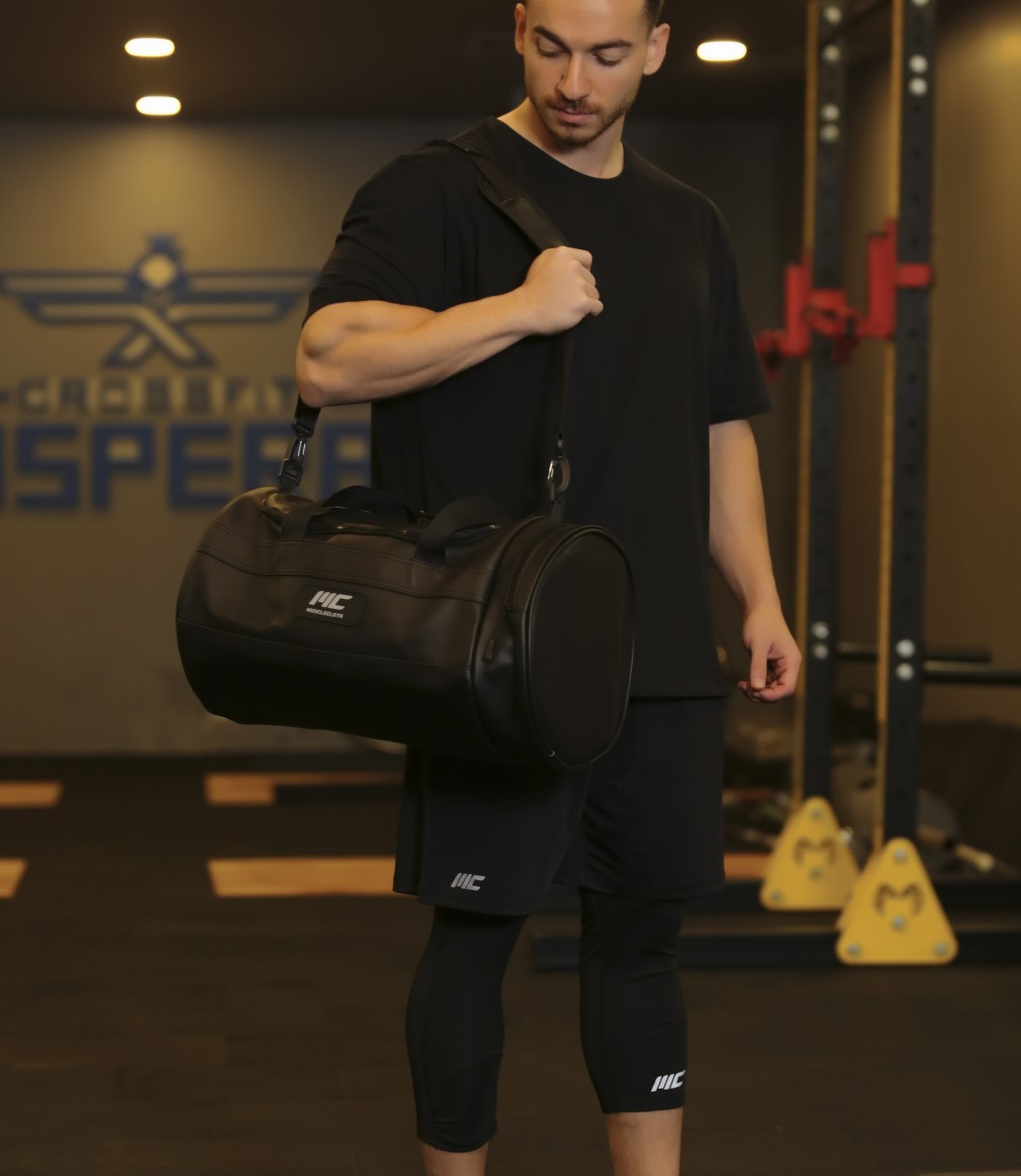 MuscleCloth Elite Duffel Bag Silindir Spor Çanta Siyah