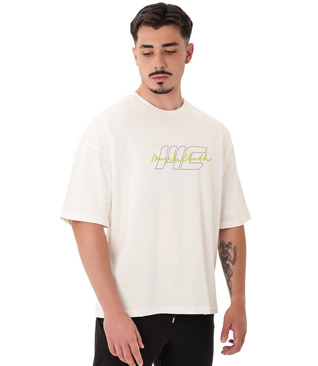 MuscleCloth Icon Heavyweight Oversize T-Shirt Kırık Beyaz
