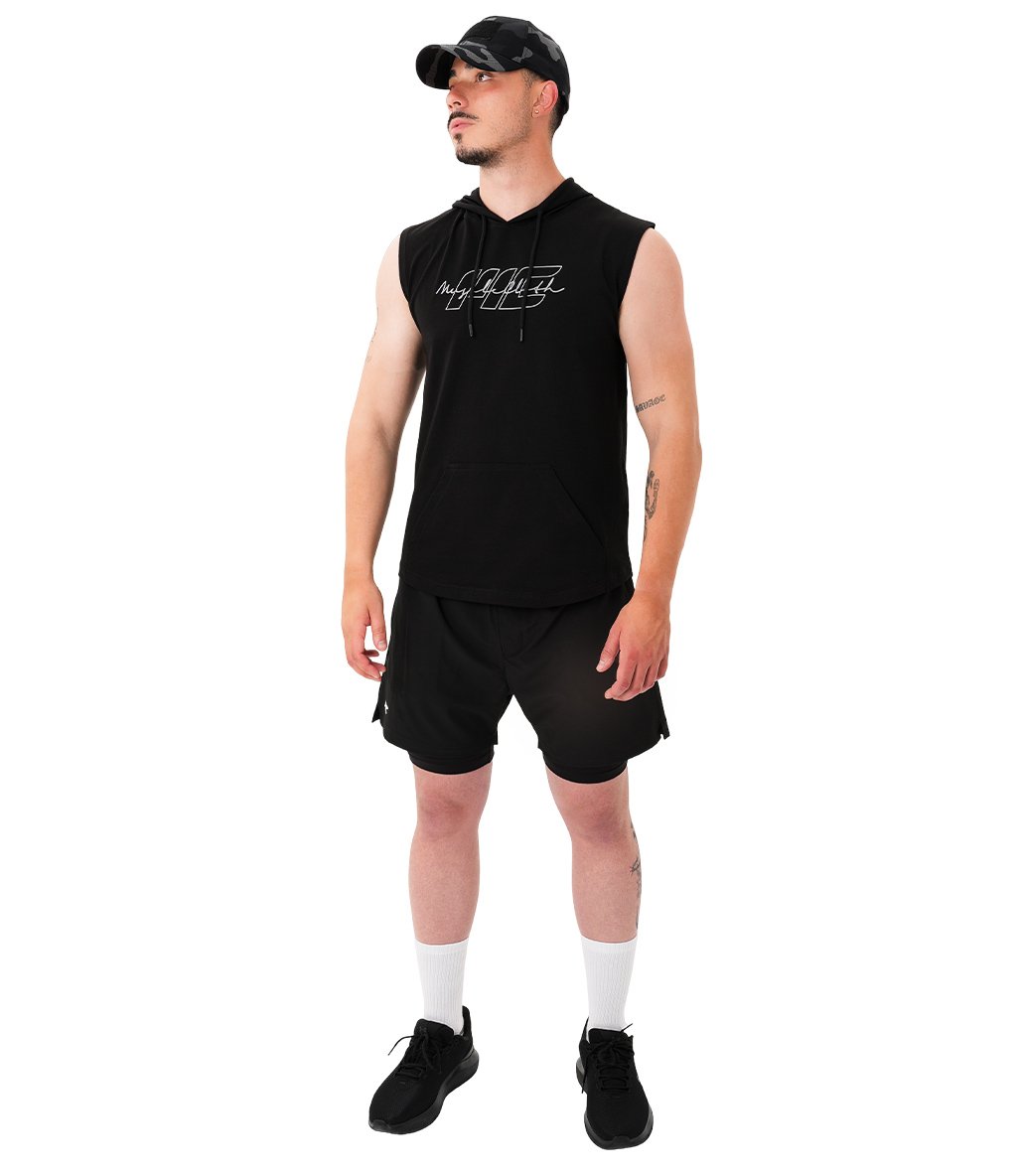 MuscleCloth Icon Kapüşonlu Kolsuz T-Shirt Siyah