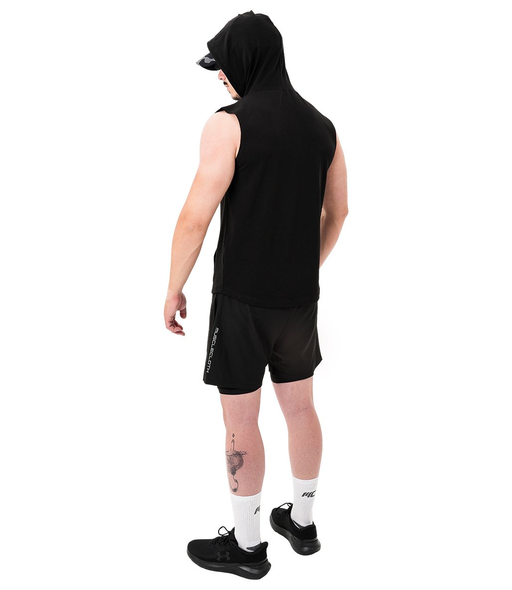MuscleCloth Icon Kapüşonlu Kolsuz T-Shirt Siyah