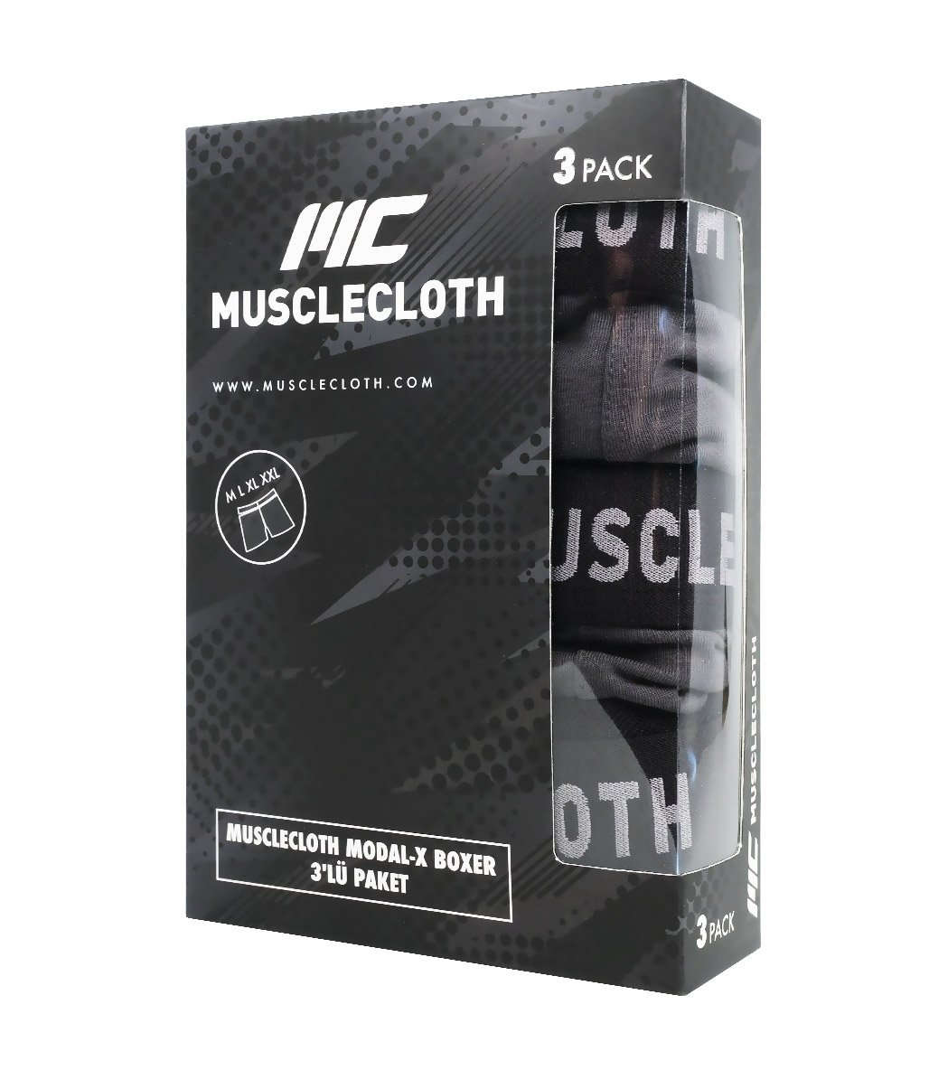 MuscleCloth Modal-X Boxer 3'Lü Paket Gri