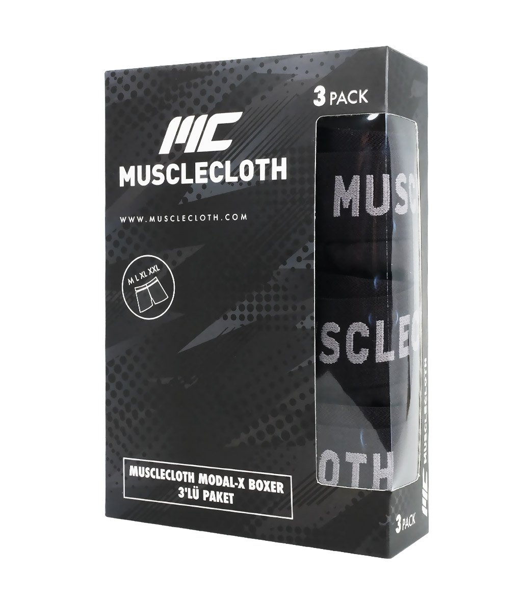 MuscleCloth Modal-X Boxer 3'Lü Paket Siyah
