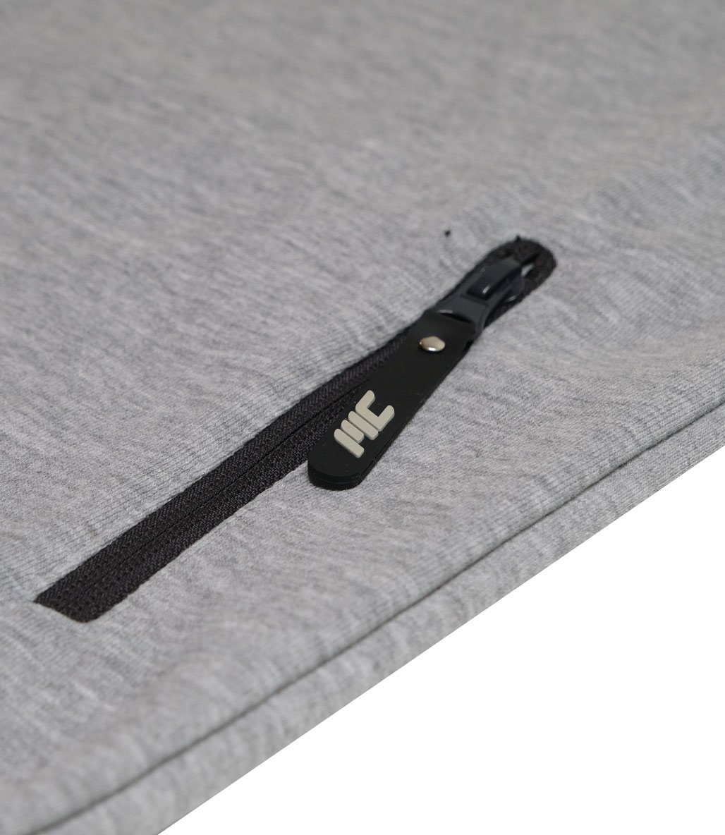 MuscleCloth Pro Kapüşonlu Fermuarlı Sweatshirt Gri Melanj