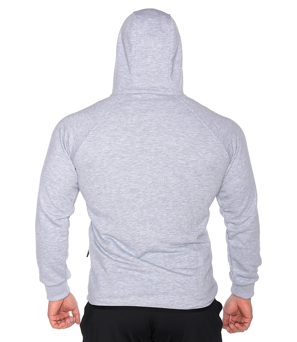 MuscleCloth Pro Kapüşonlu Fermuarlı Sweatshirt Gri Melanj