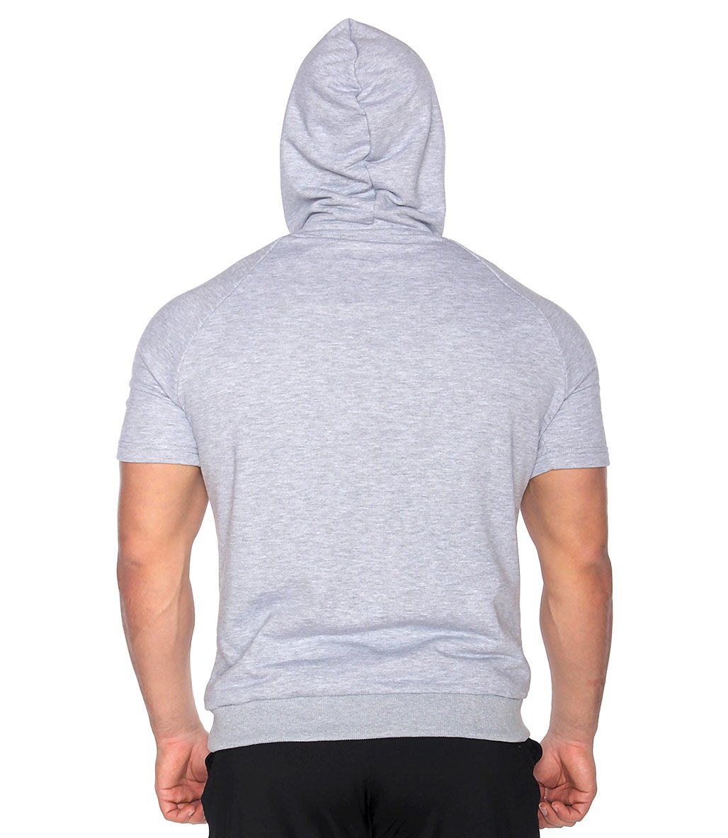 MuscleCloth Pro Kapüşonlu Kısa Kollu Sweatshirt Gri Melanj