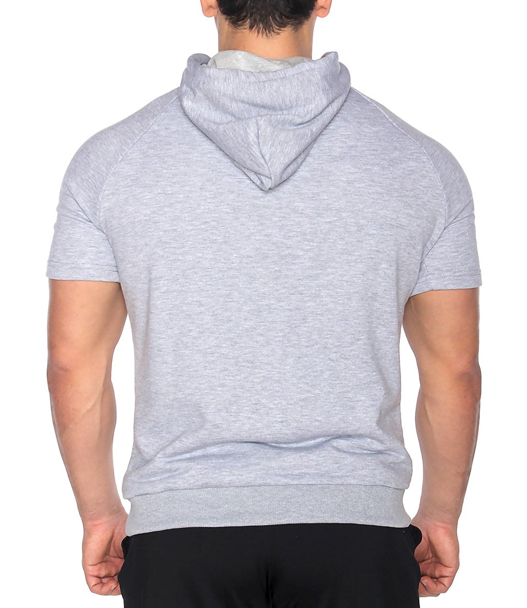 MuscleCloth Pro Kapüşonlu Kısa Kollu Sweatshirt Gri Melanj