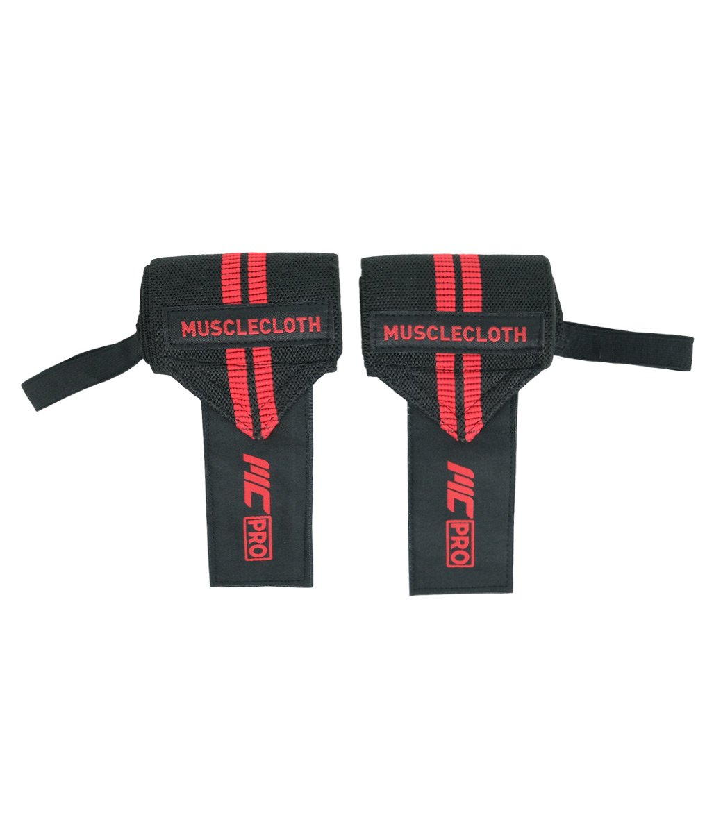 MuscleCloth Pro Wrist Wraps 2'li Paket Siyah Kırmızı