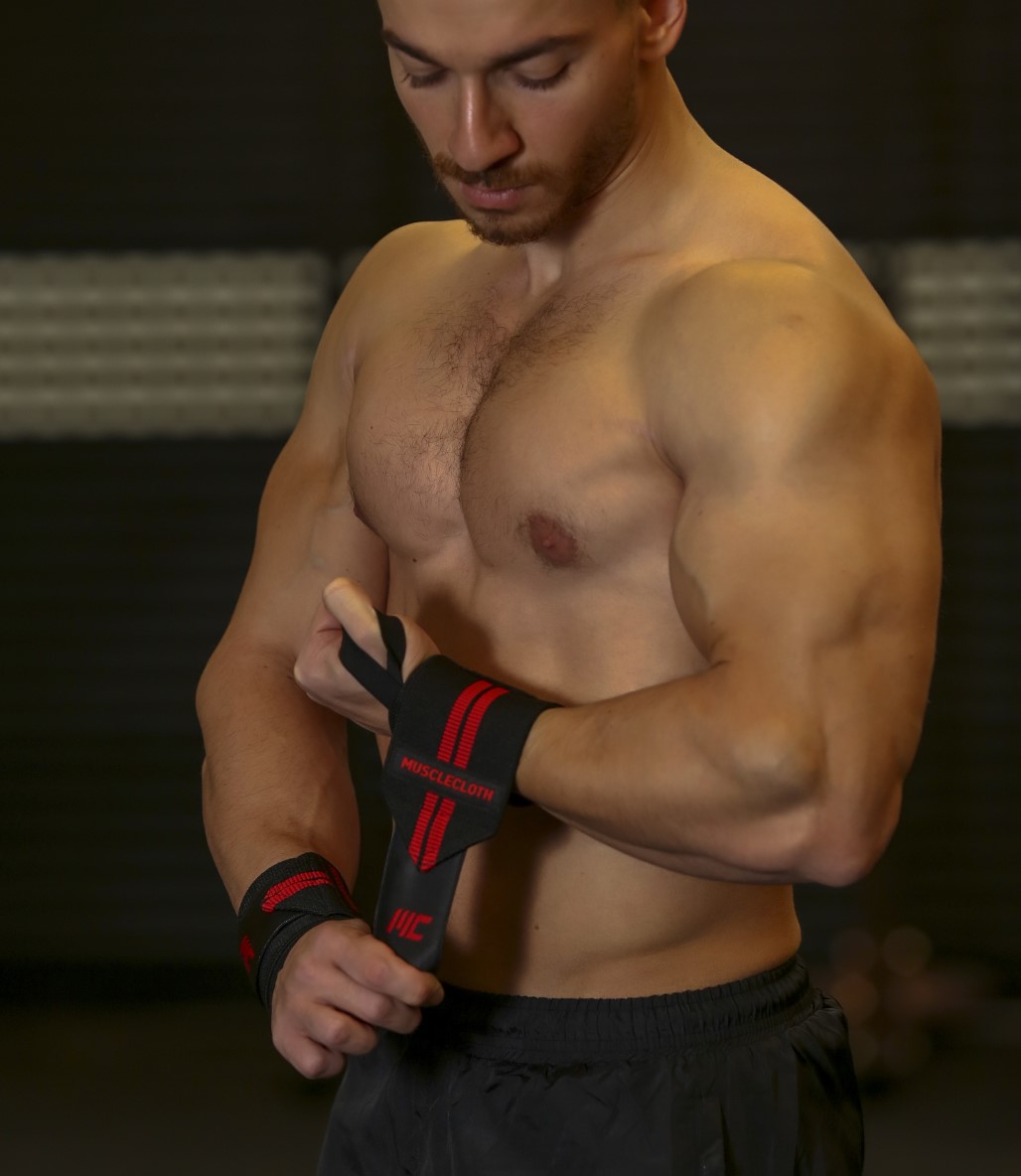 MuscleCloth Pro Wrist Wraps 2'li Paket Siyah Kırmızı