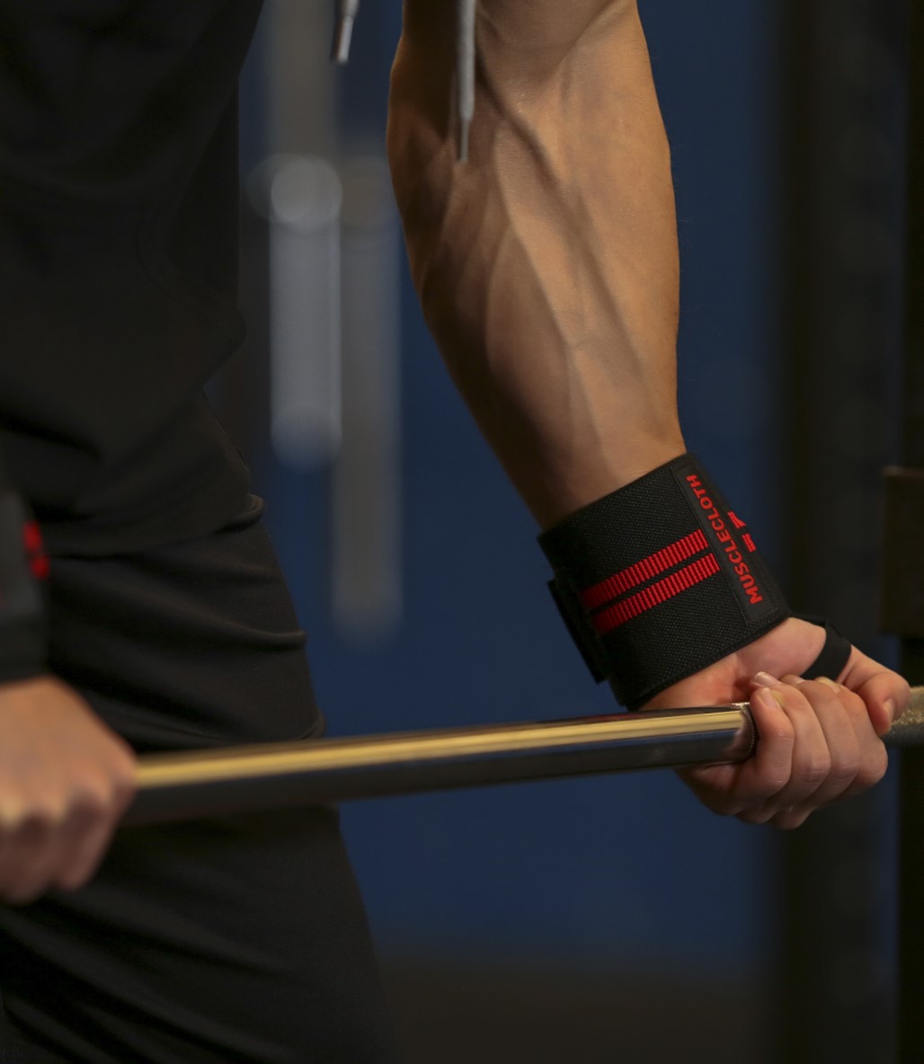 MuscleCloth Pro Wrist Wraps 2'li Paket Siyah Kırmızı