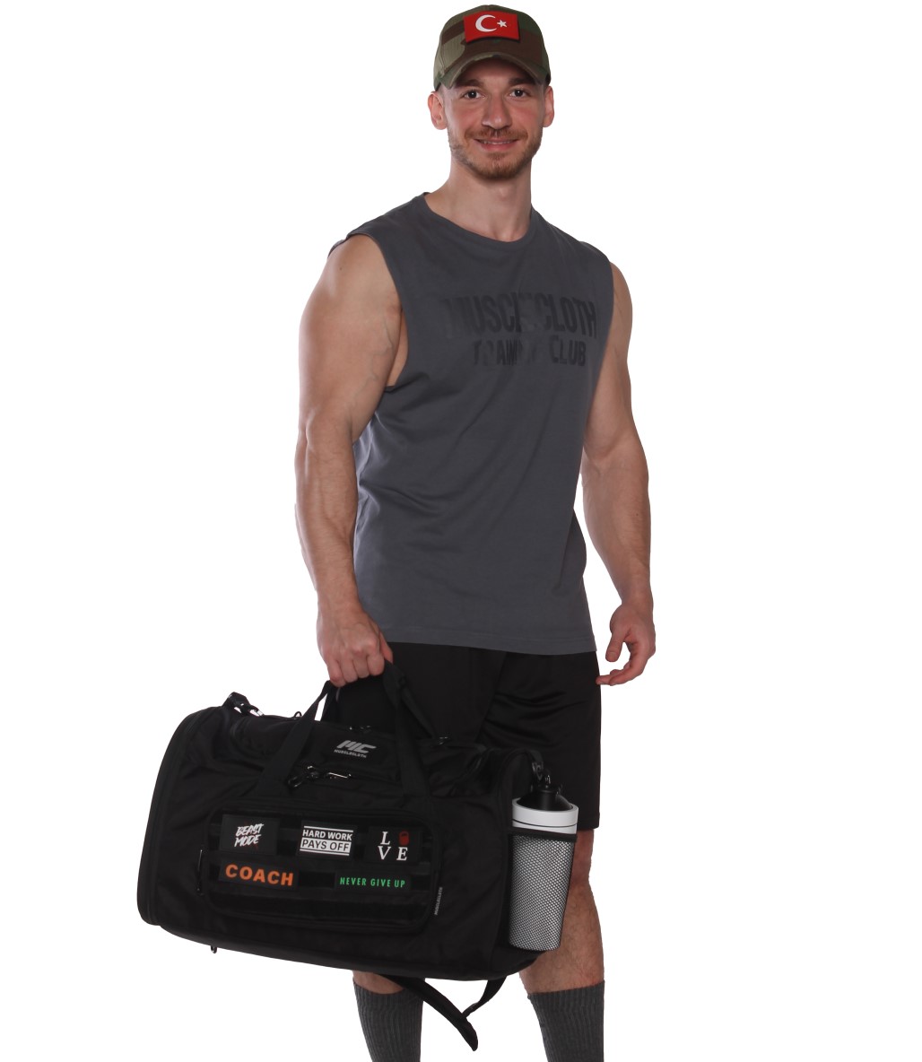 MuscleCloth Tactical Duffel Bag Silindir Çanta Siyah