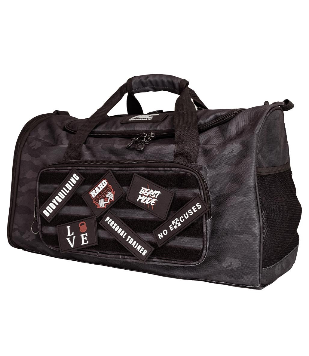 MuscleCloth Tactical Duffel Bag Silindir Çanta Siyah Kamuflaj