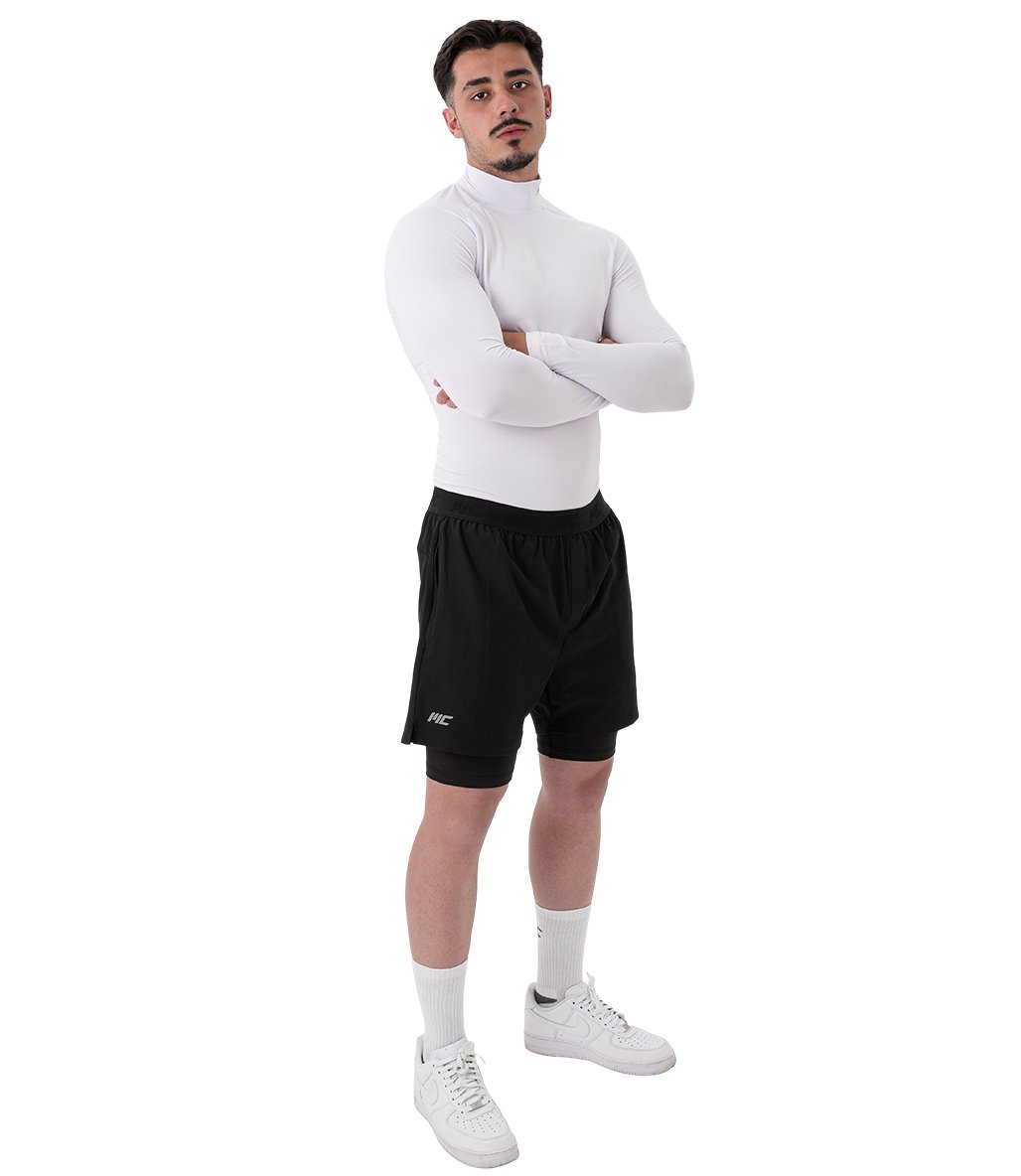 MuscleCloth Tech Mock Uzun Kollu T-Shirt Beyaz