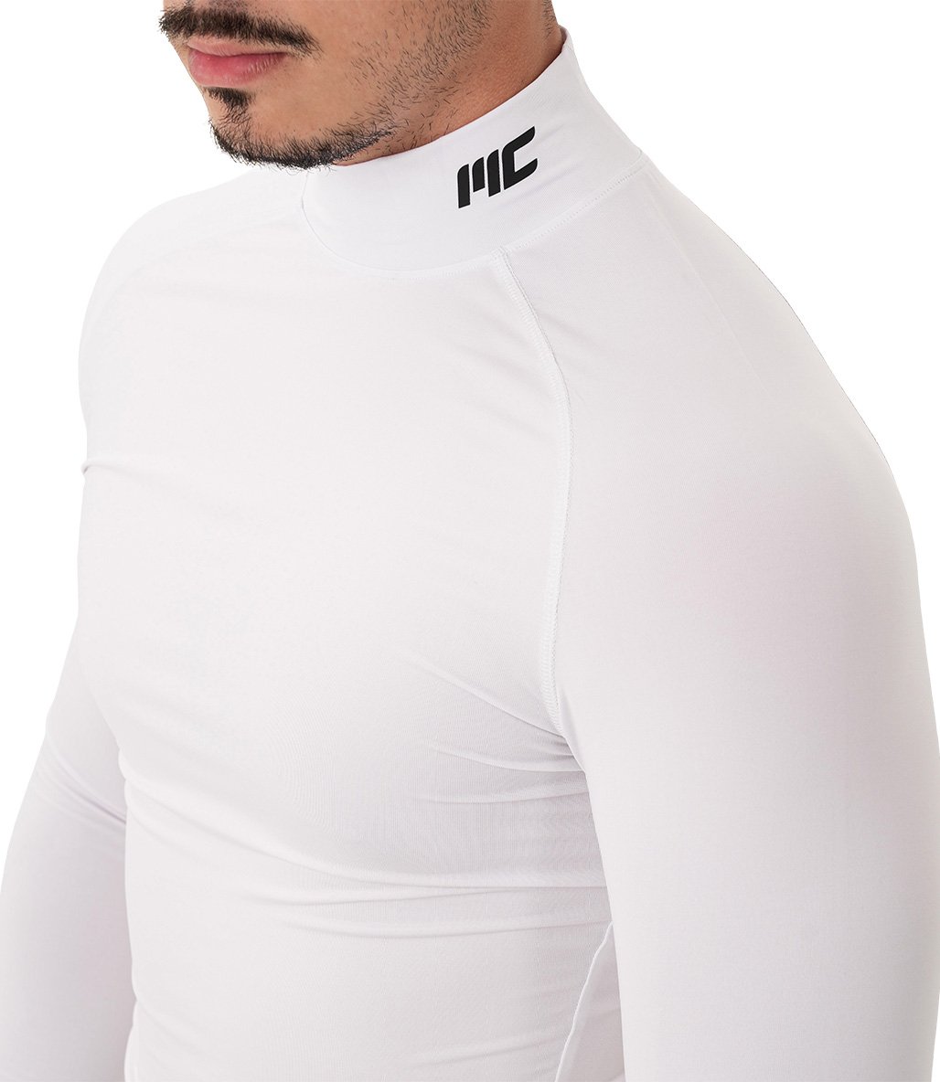 MuscleCloth Tech Mock Uzun Kollu T-Shirt Beyaz