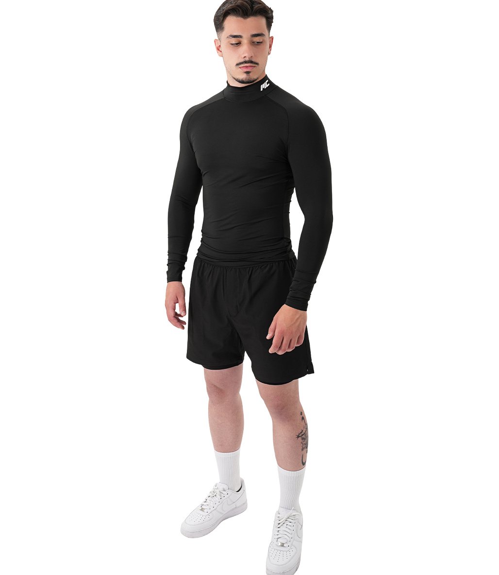 MuscleCloth Tech Mock Uzun Kollu T-Shirt Siyah