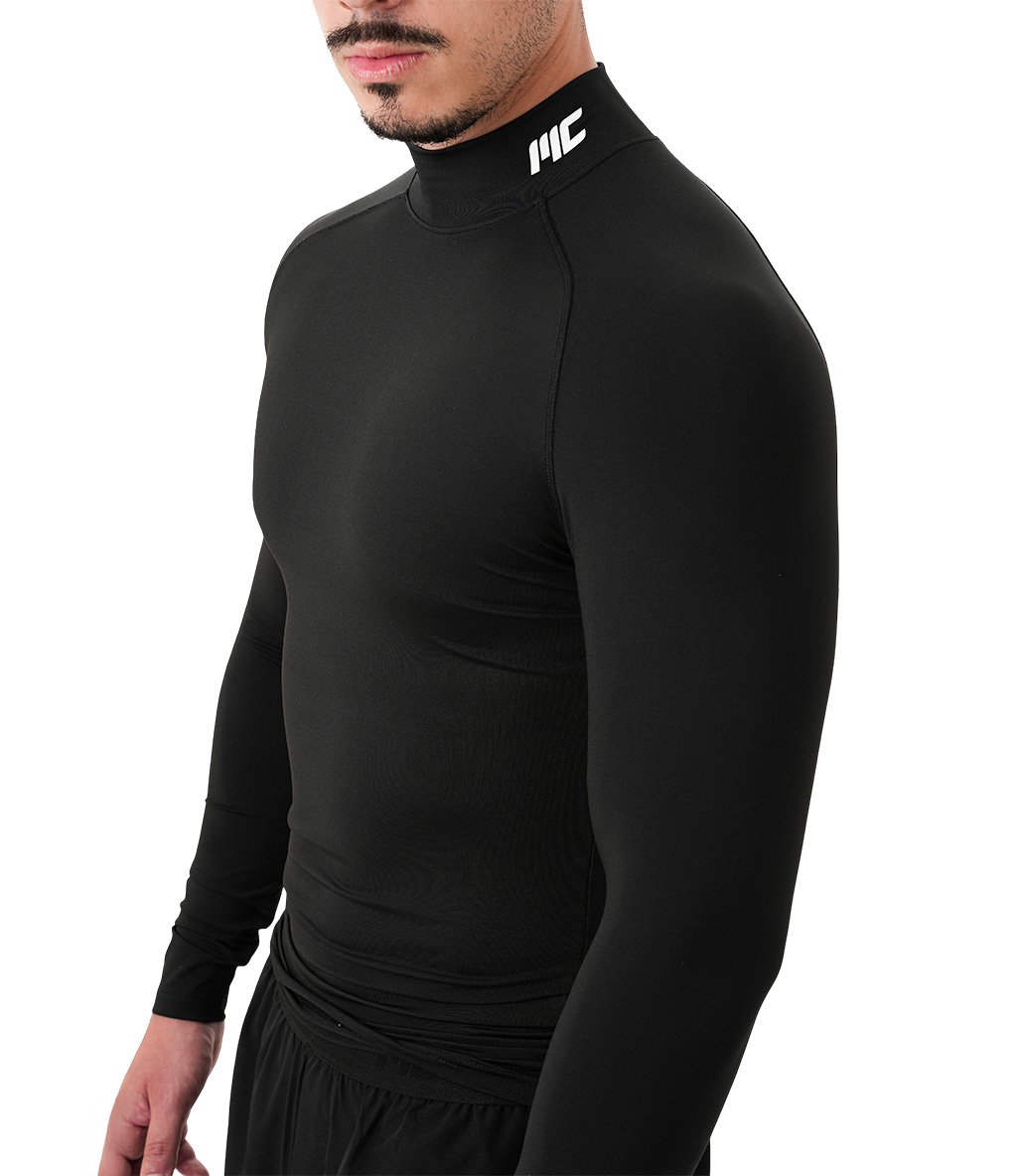 MuscleCloth Tech Mock Uzun Kollu T-Shirt Siyah