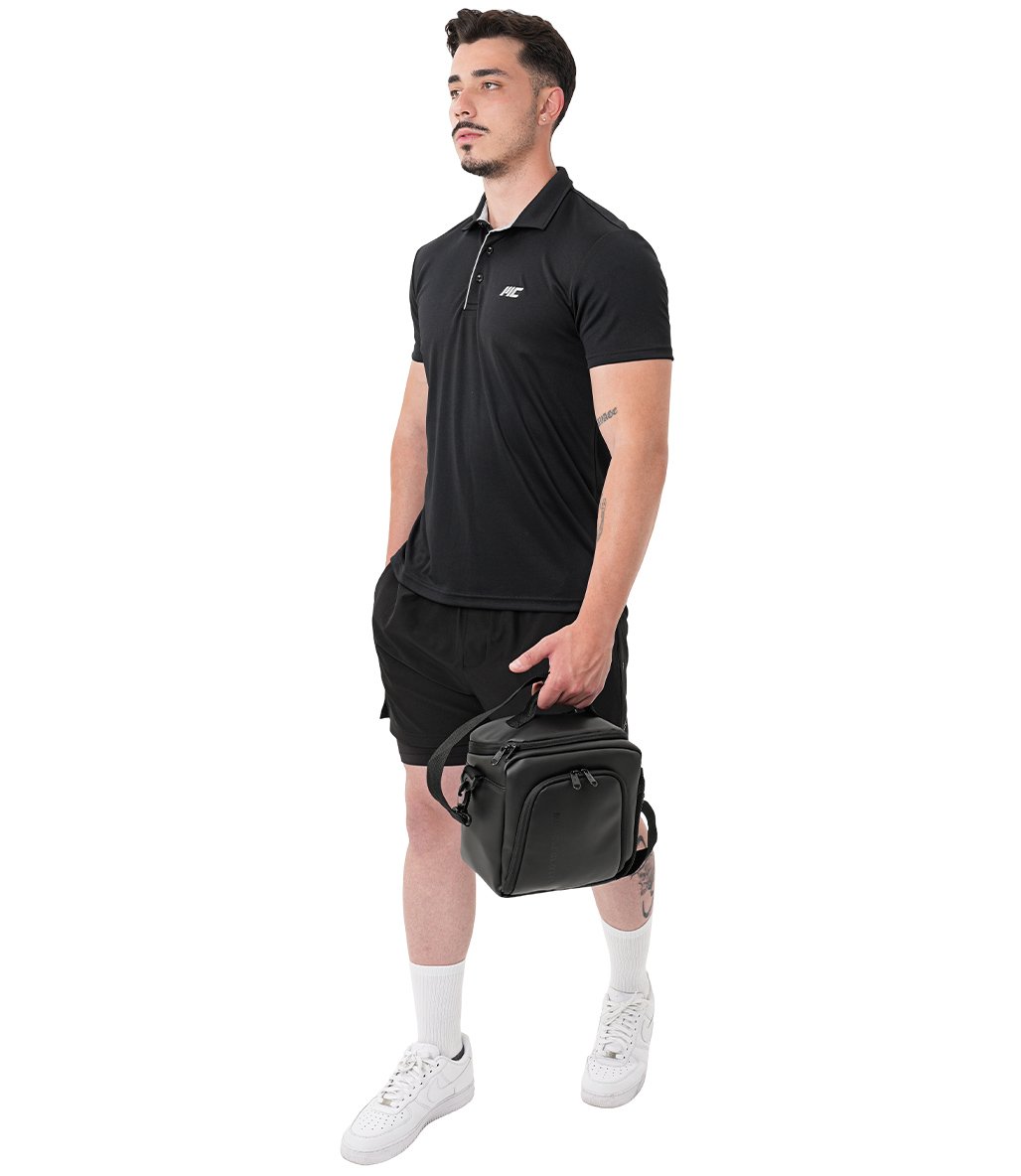 MuscleCloth Tech Polo Yaka T-Shirt Siyah