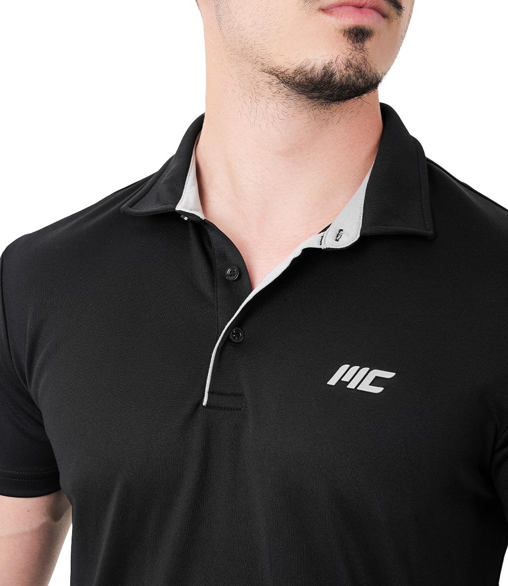 MuscleCloth Tech Polo Yaka T-Shirt Siyah