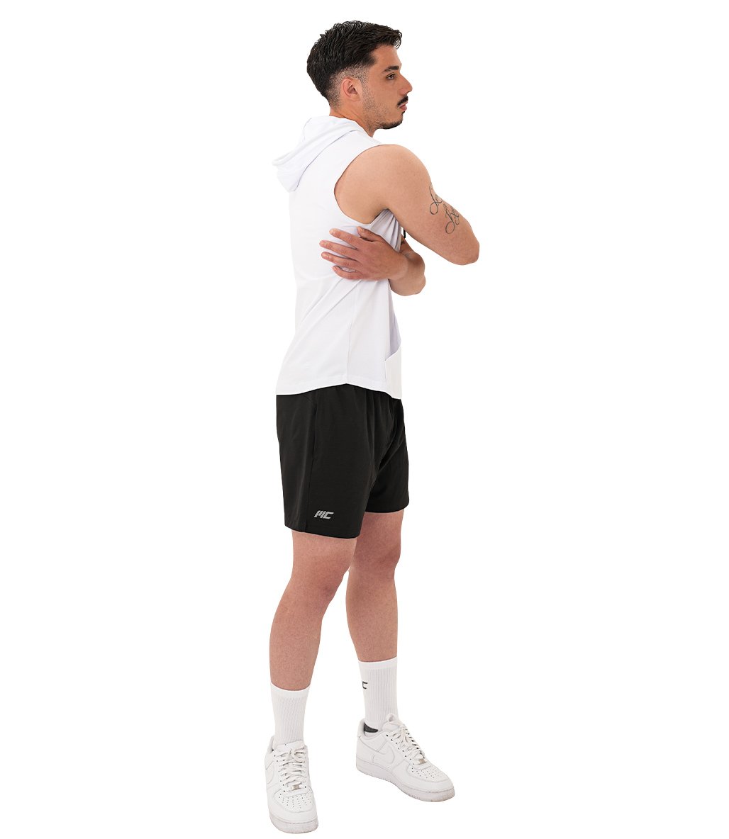 MuscleCloth Training Kapüşonlu Kolsuz T-Shirt Beyaz