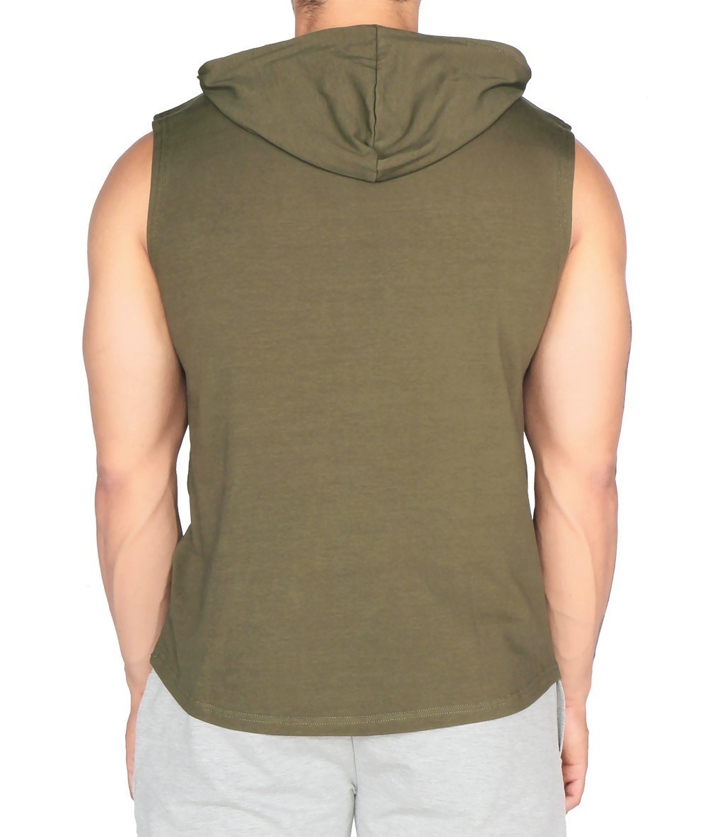 MuscleCloth Training Kapüşonlu Kolsuz T-Shirt Haki