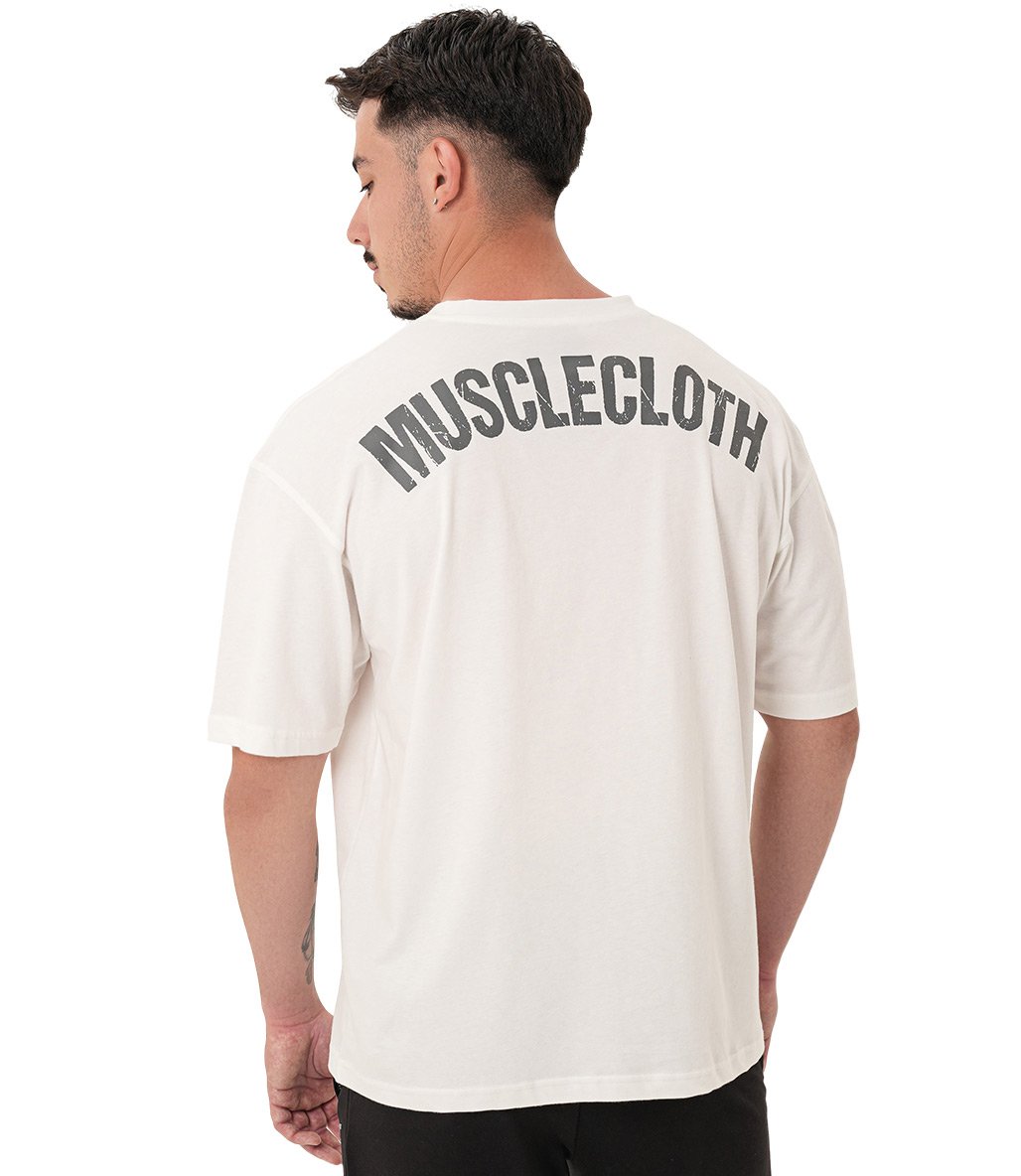 MuscleCloth Washed Oversize T-Shirt Kırık Beyaz