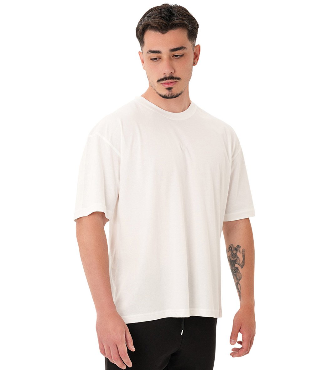 MuscleCloth Washed Oversize T-Shirt Kırık Beyaz