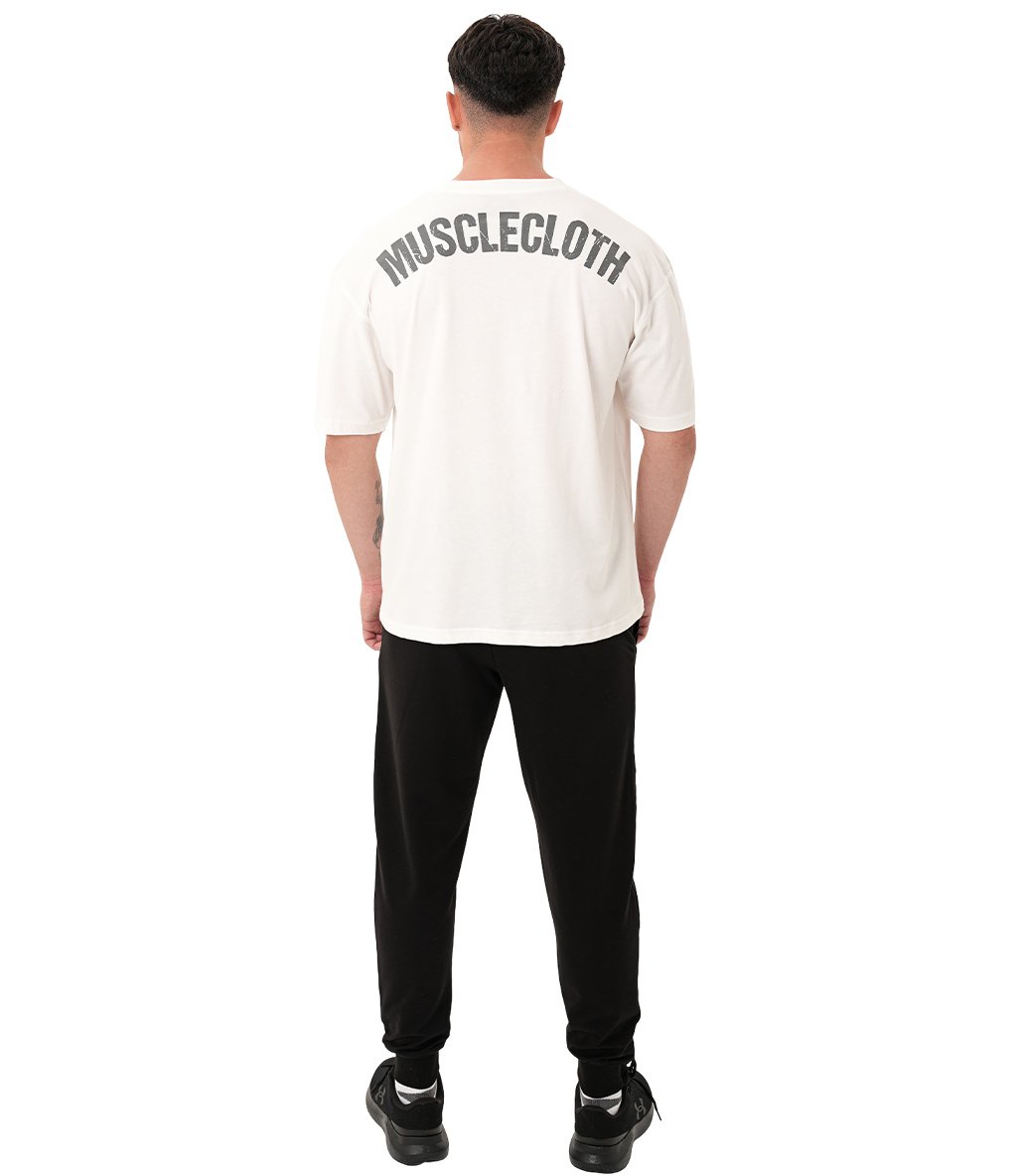 MuscleCloth Washed Oversize T-Shirt Kırık Beyaz
