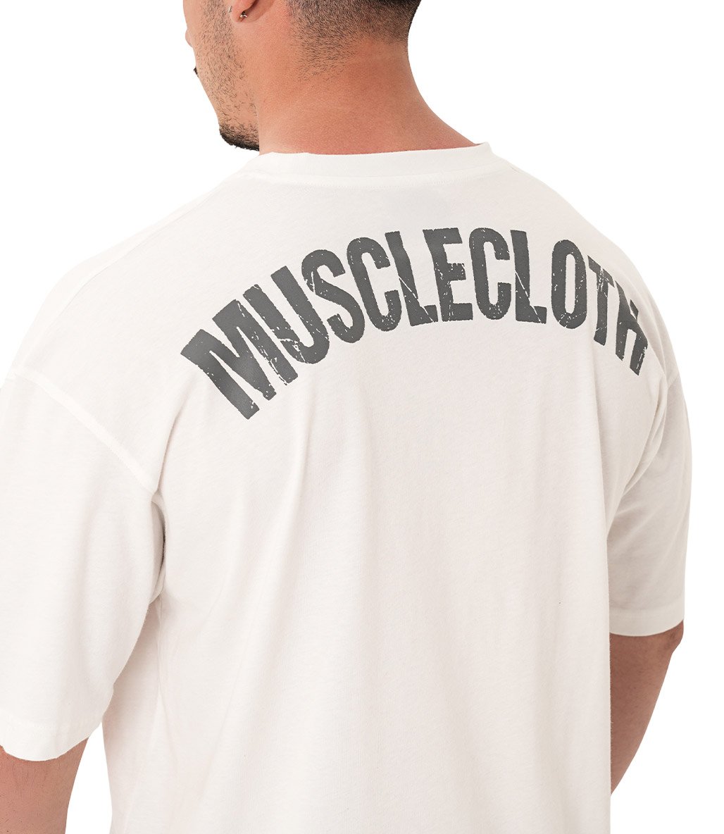 MuscleCloth Washed Oversize T-Shirt Kırık Beyaz